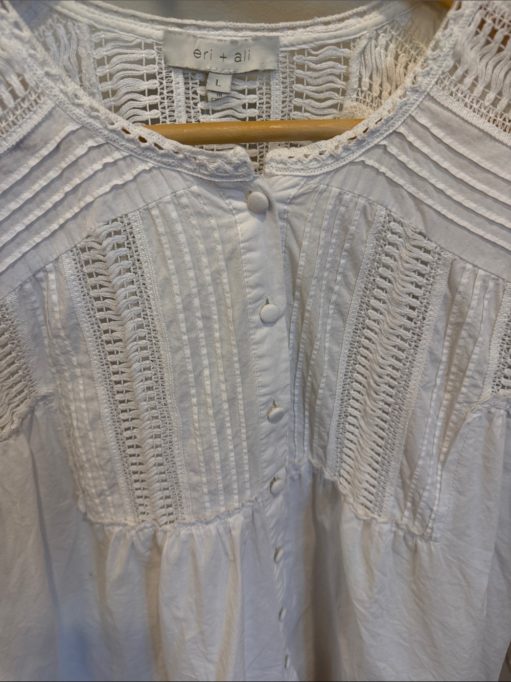 Anthropologie Eri + Ali White Cotton Blouse Milla Size Large - Picture 3 of 10